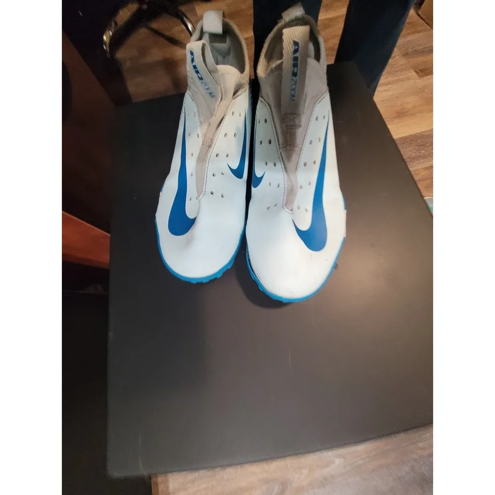 Nike Mercurial Air Zoom Kids Soccer Cleats Blue‎ White Turf 3Y no laces